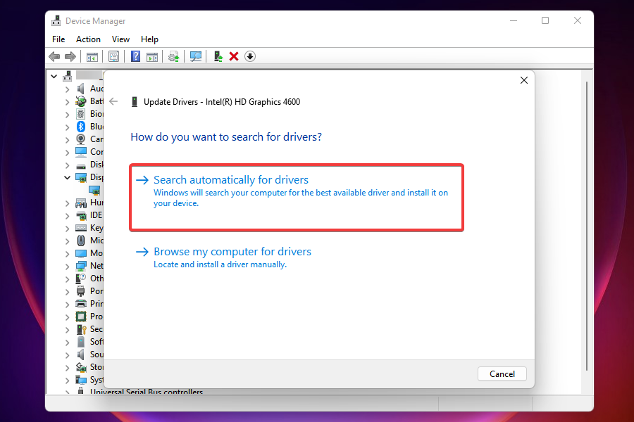 Search automatically for drivers