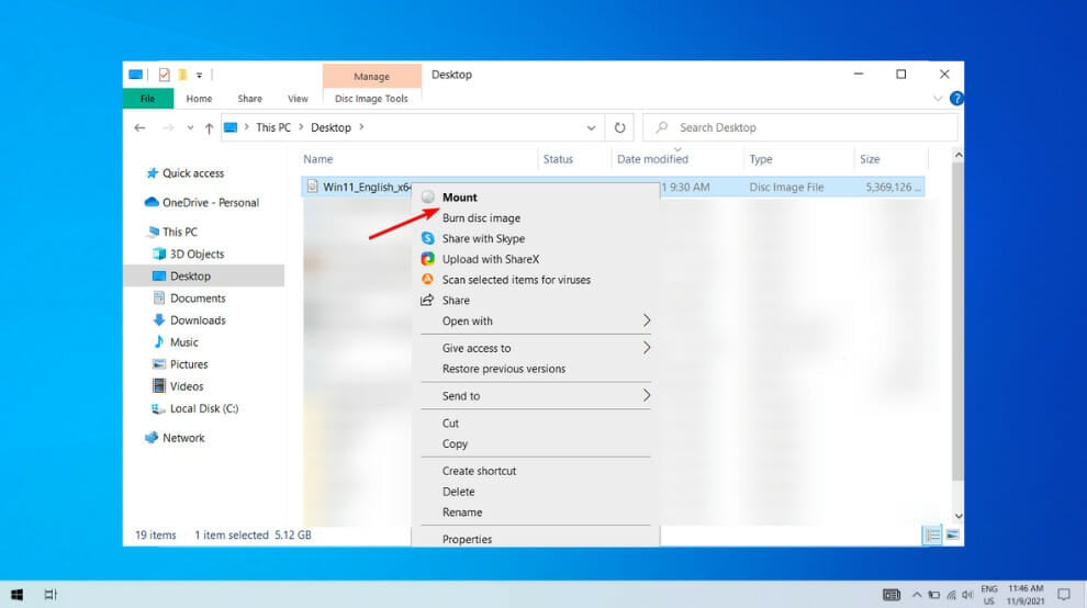 mount option  invalid data access trap windows 11
