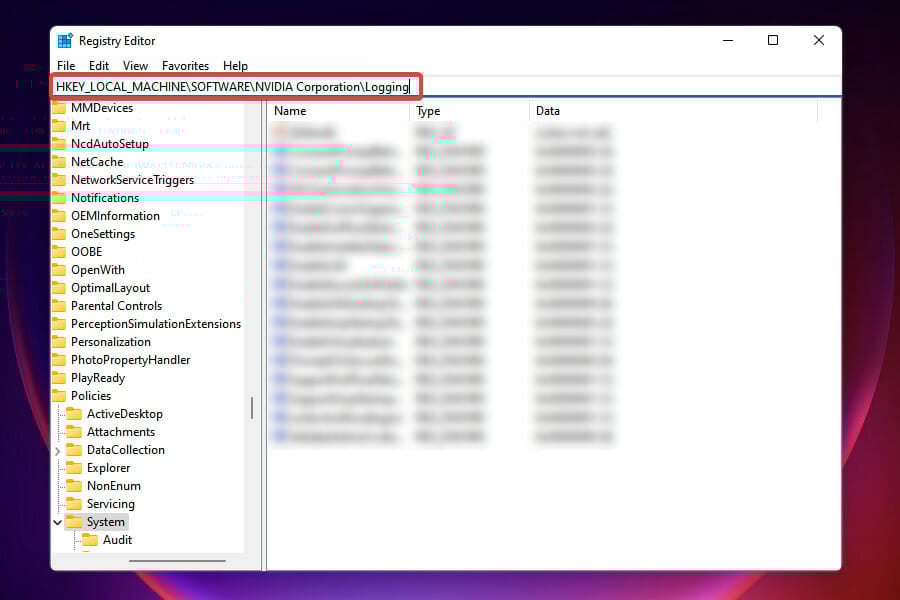 Delete registry keys to install Nvidia driver in Windows 11