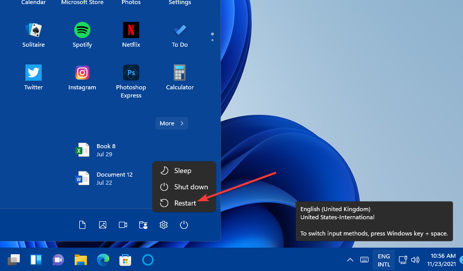Restart option windows 11 chrome not working