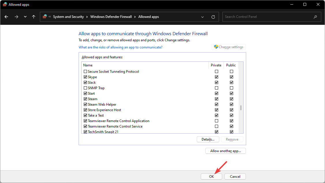 saving windows firewall change