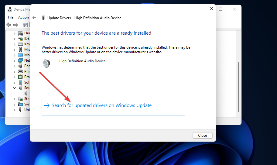 search for updated drivers
