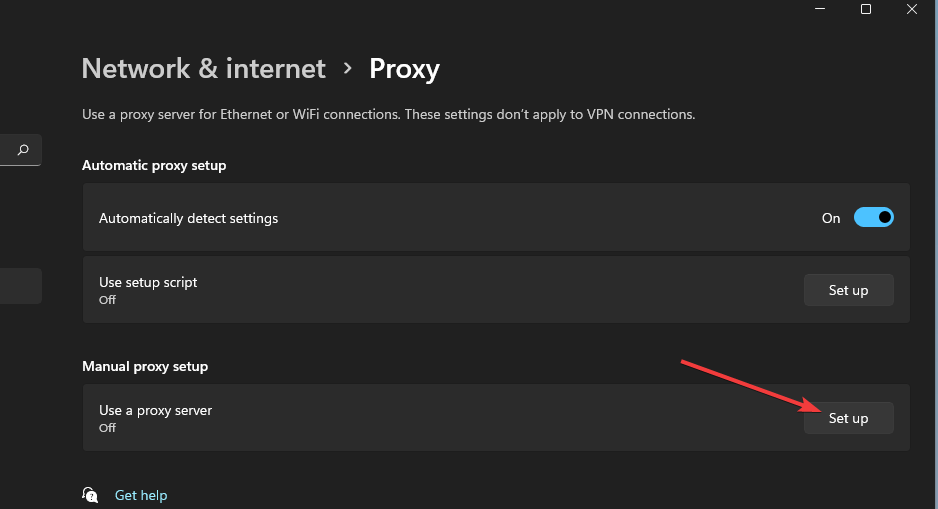 Set up button windows 11 vpn not working
