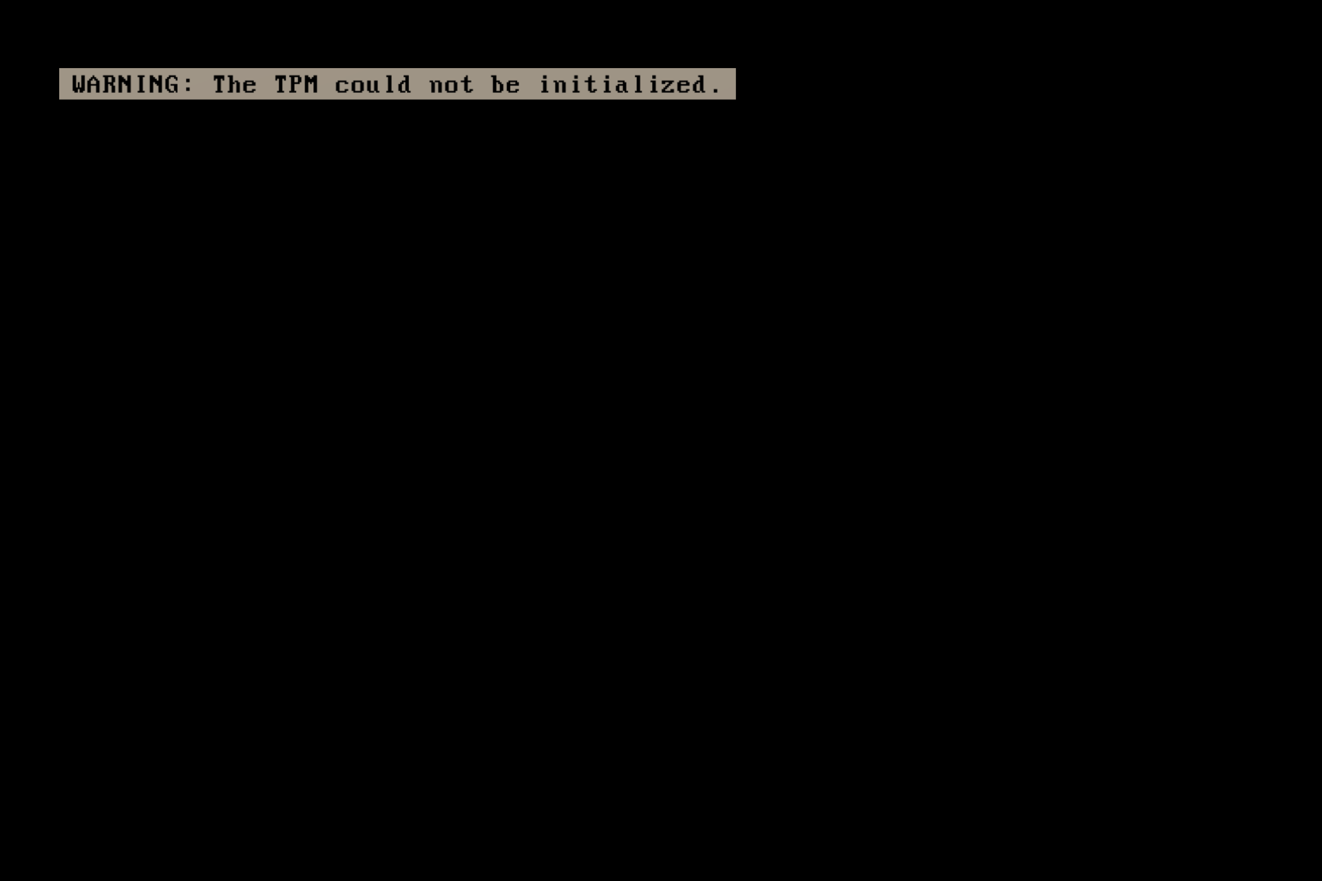 tom could not be initialized error screen