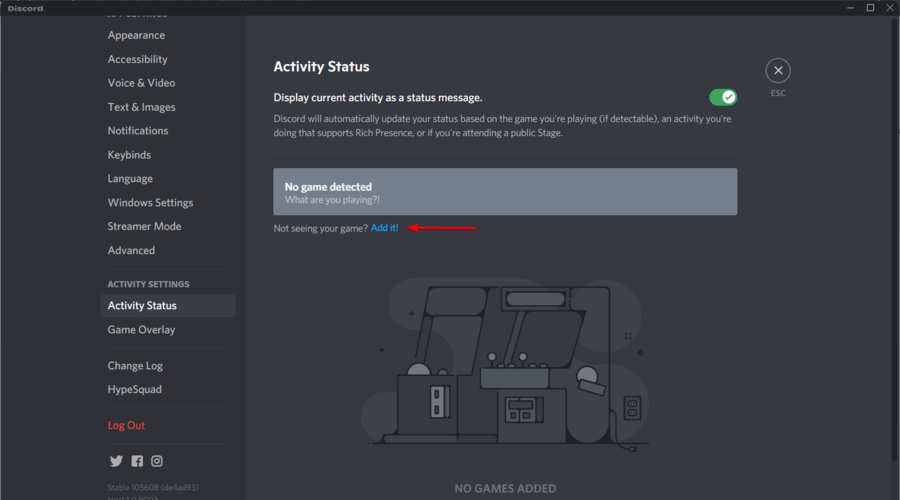 discord add activity status