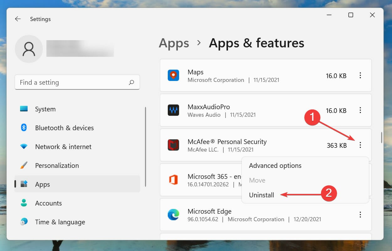 Uninstall conflicting application to fix unexpected_store_exception windows 11 