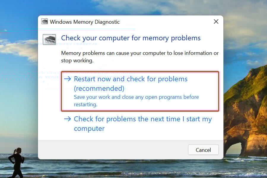 Restart now and check for problems