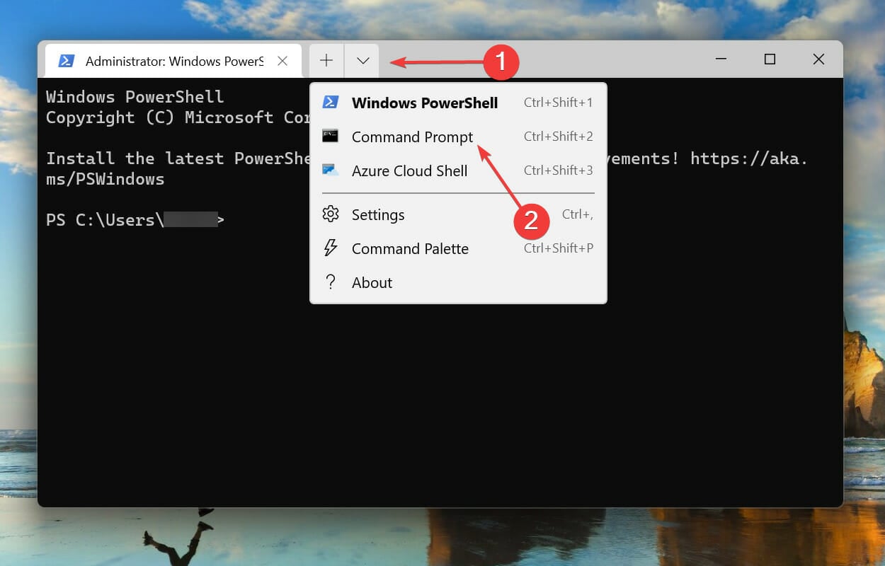 Launch Command Prompt tab