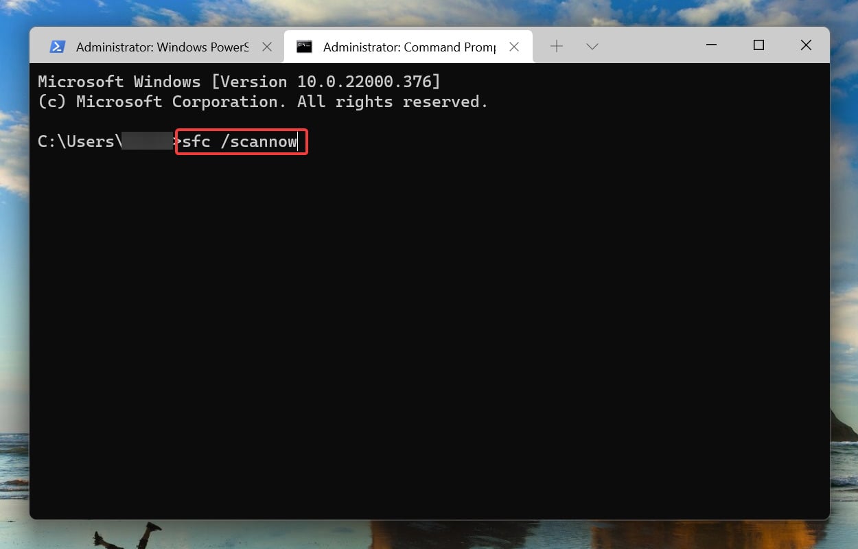 Esegui la scansione SFC per correggere l'errore di installazione di Windows 11 - 0x800f0831