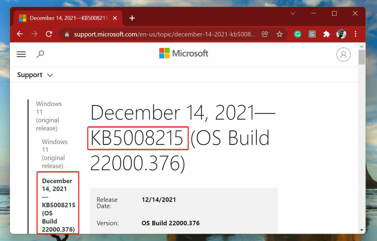 Check the KB number