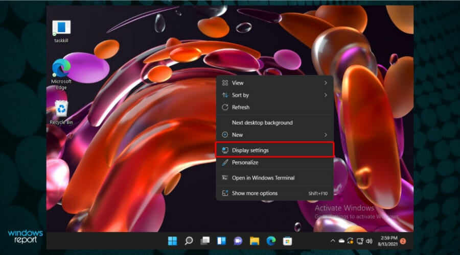 go to display settings windows 11