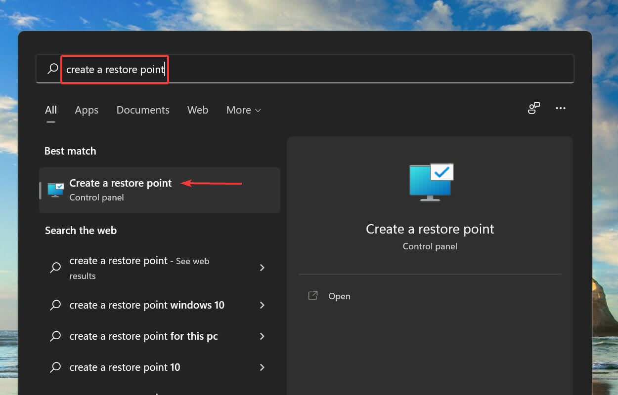 Perform system restore to fix installer encountered an error 0x800f0905