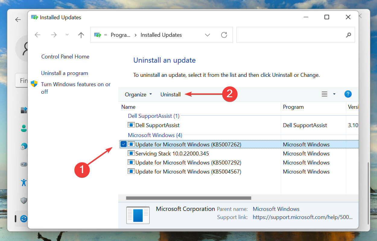 Disinstalla l'aggiornamento di Windows per correggere l'arresto anomalo del desktop di Windows 11