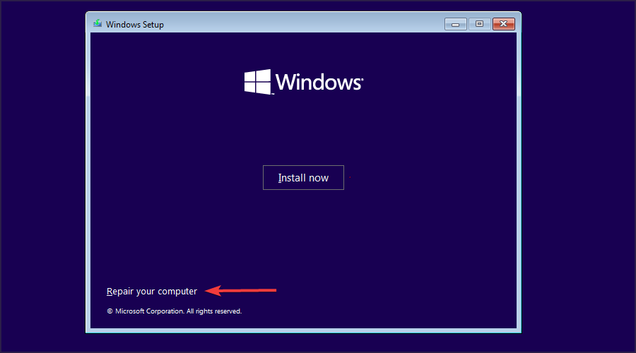 Repair your computer to fix Windows 11 black screen with cursor issue