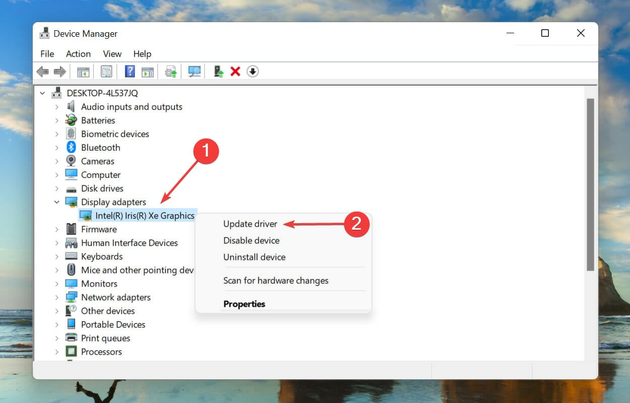Update graphics drivers to fix unexpected_store_exception windows 11