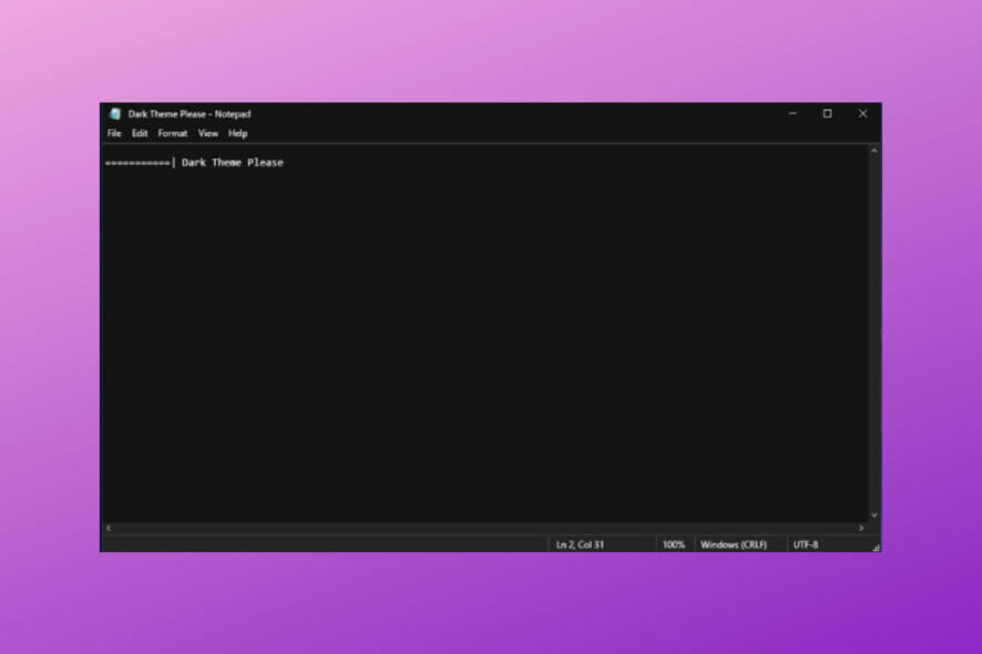 notepad dark mode
