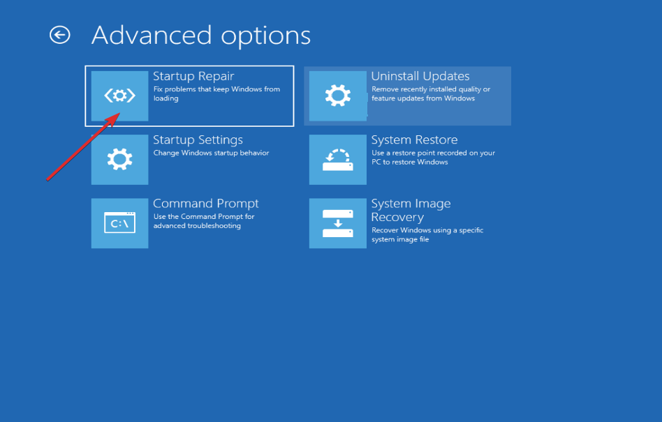 Startup repair to fix machine check exception windows 11