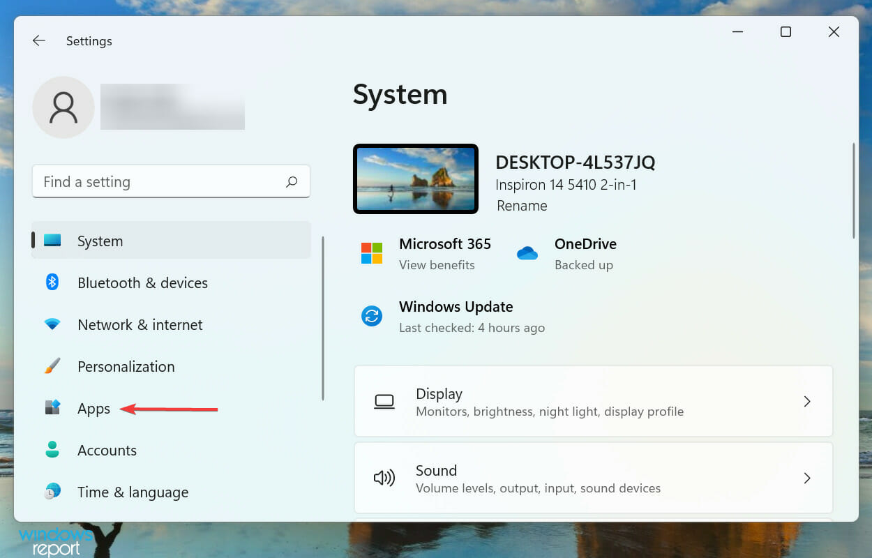 Select Apps tab