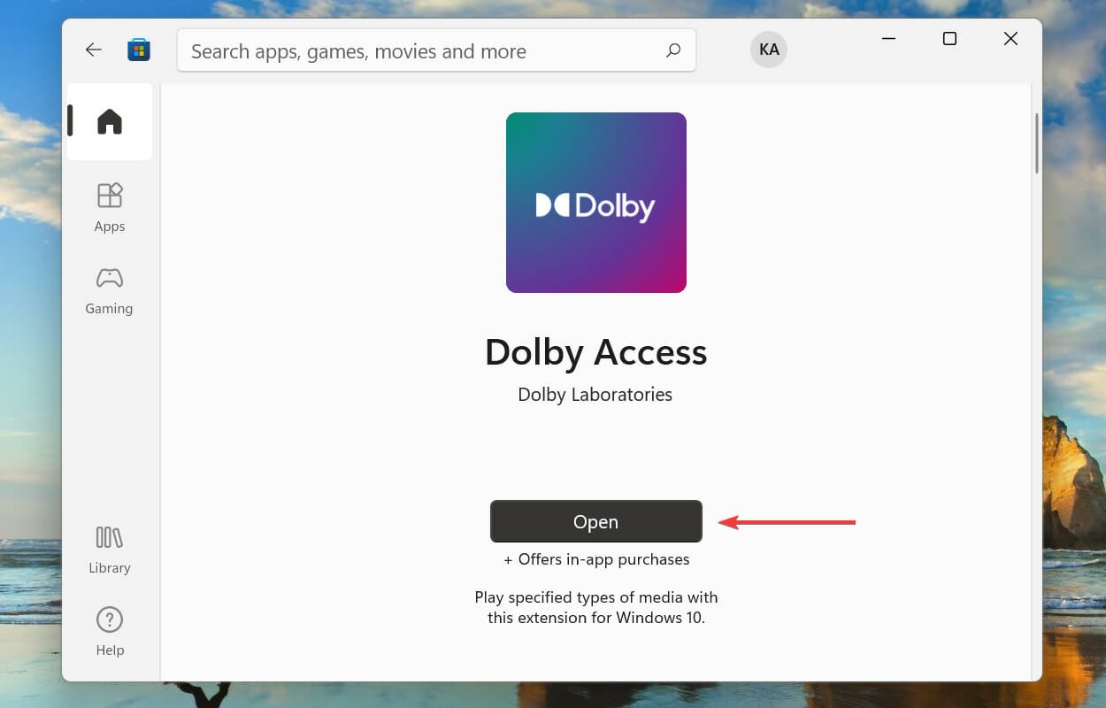 Open app