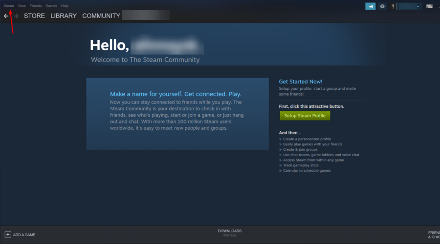 navigate to steam settings