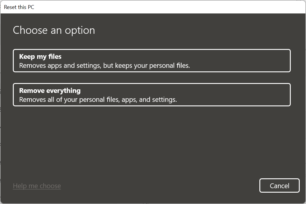 Reset Windows 11 to fix srttrail.txt windows 11