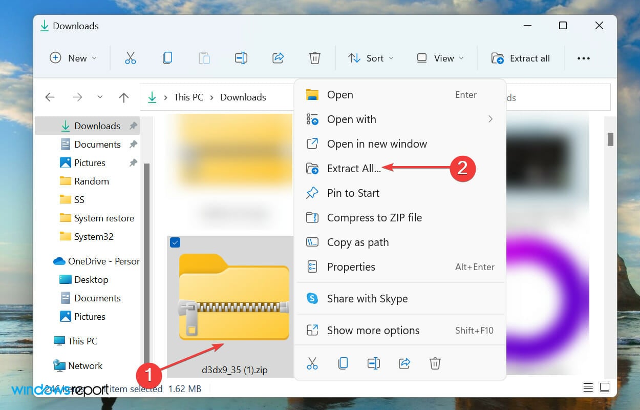 Extract files
