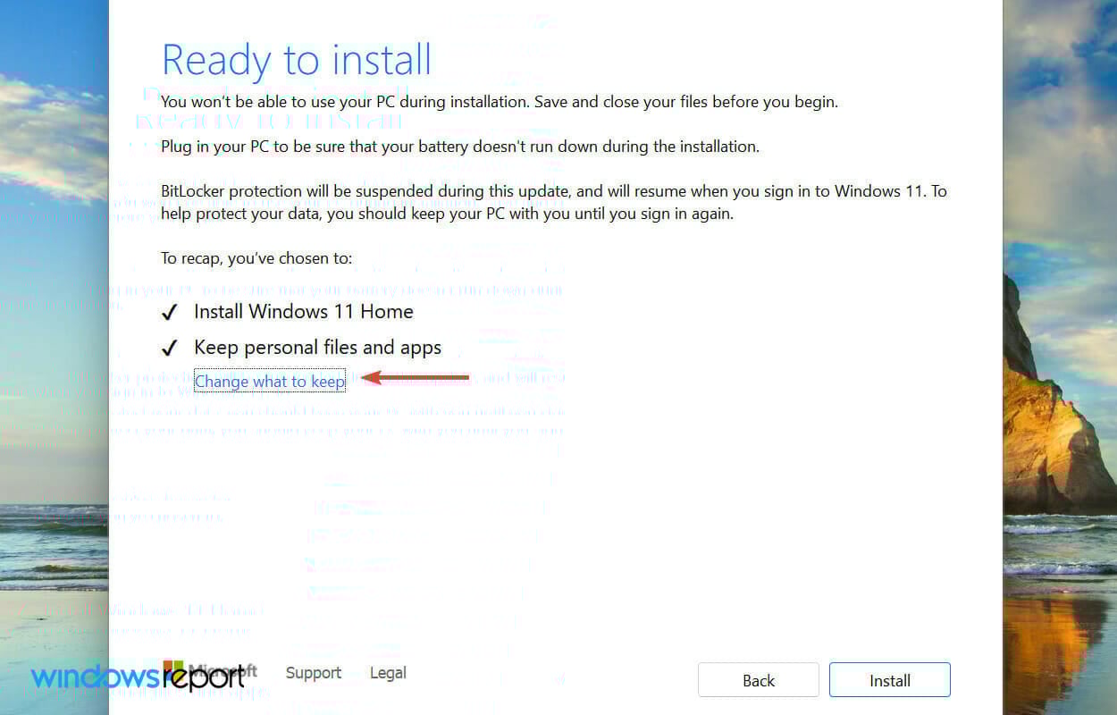 change what to keep to fix 0x80071AB1