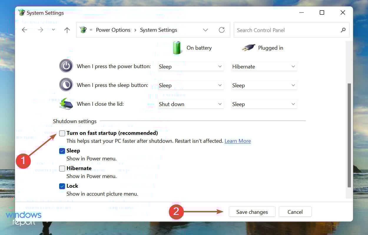 Disable Fast Startup