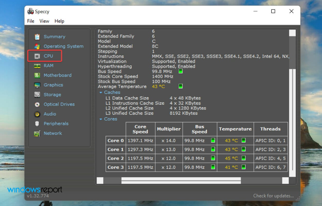 CPU tab