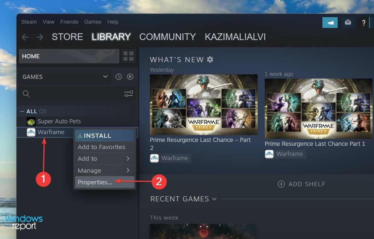 Game properties