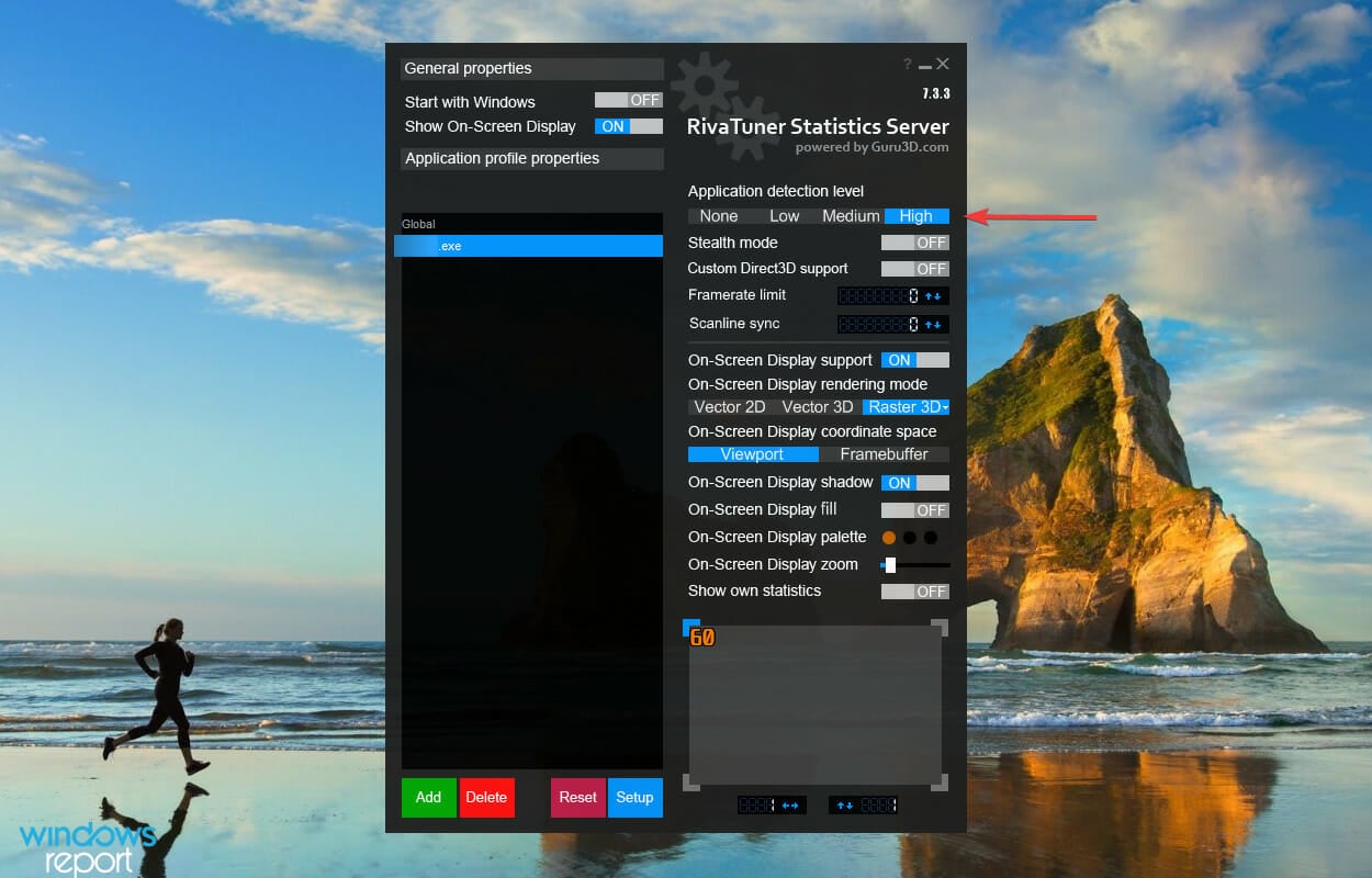 Set Application detection level to high to fix msi afterburner not working windows 11
