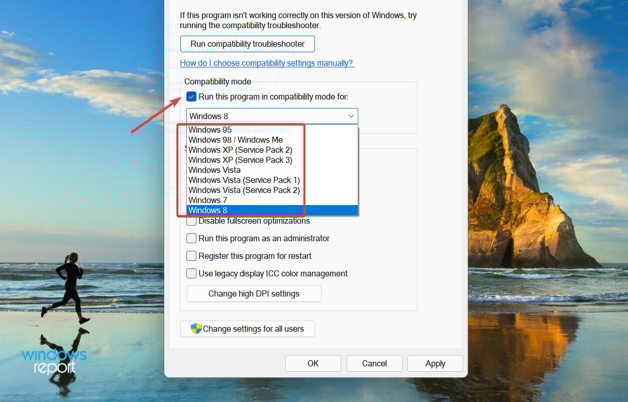 Run program in compatibility mode to fix msi afterburner not working windows 11