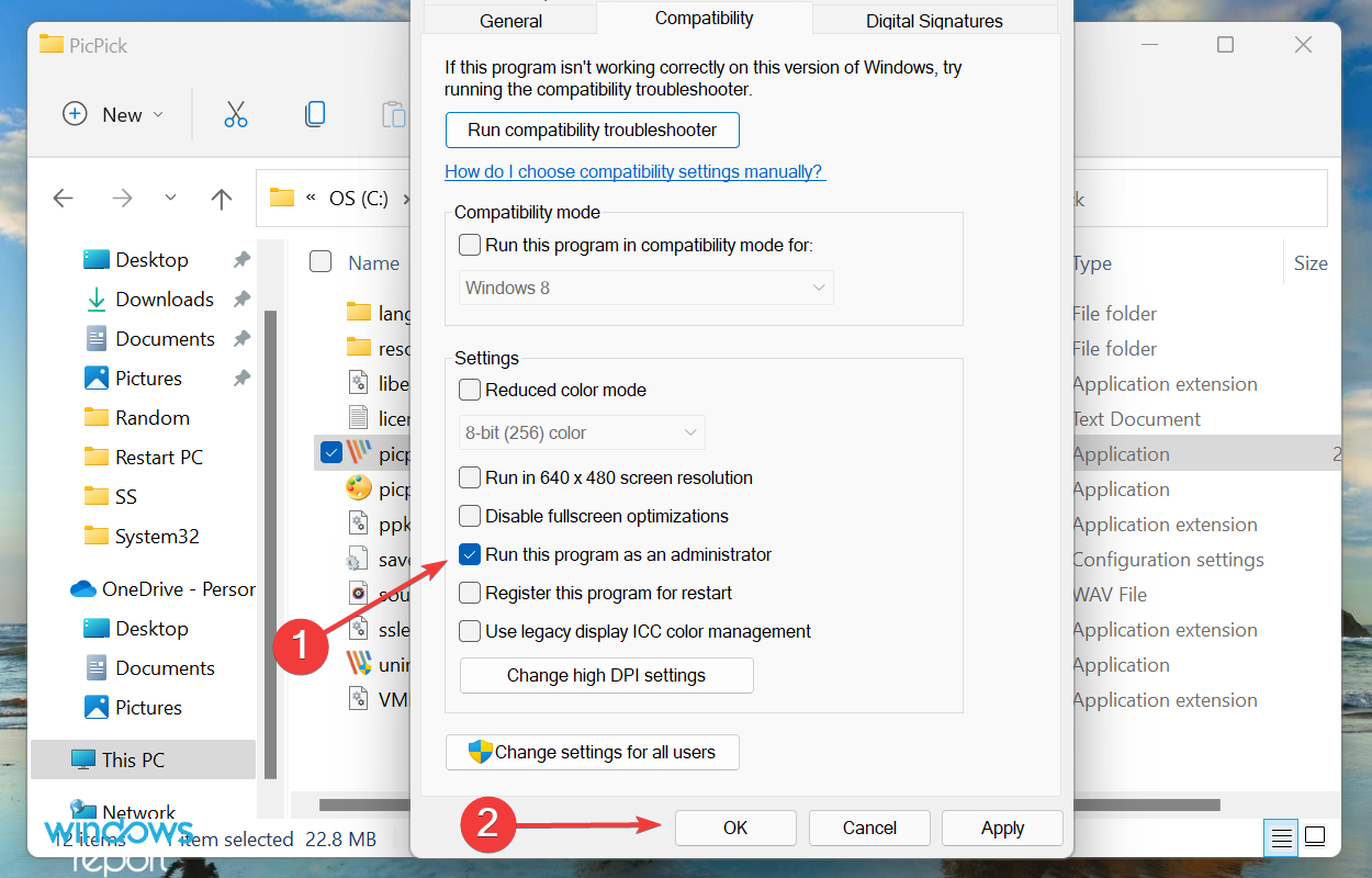 Run this program as an administrator to fix runtime error windows 11