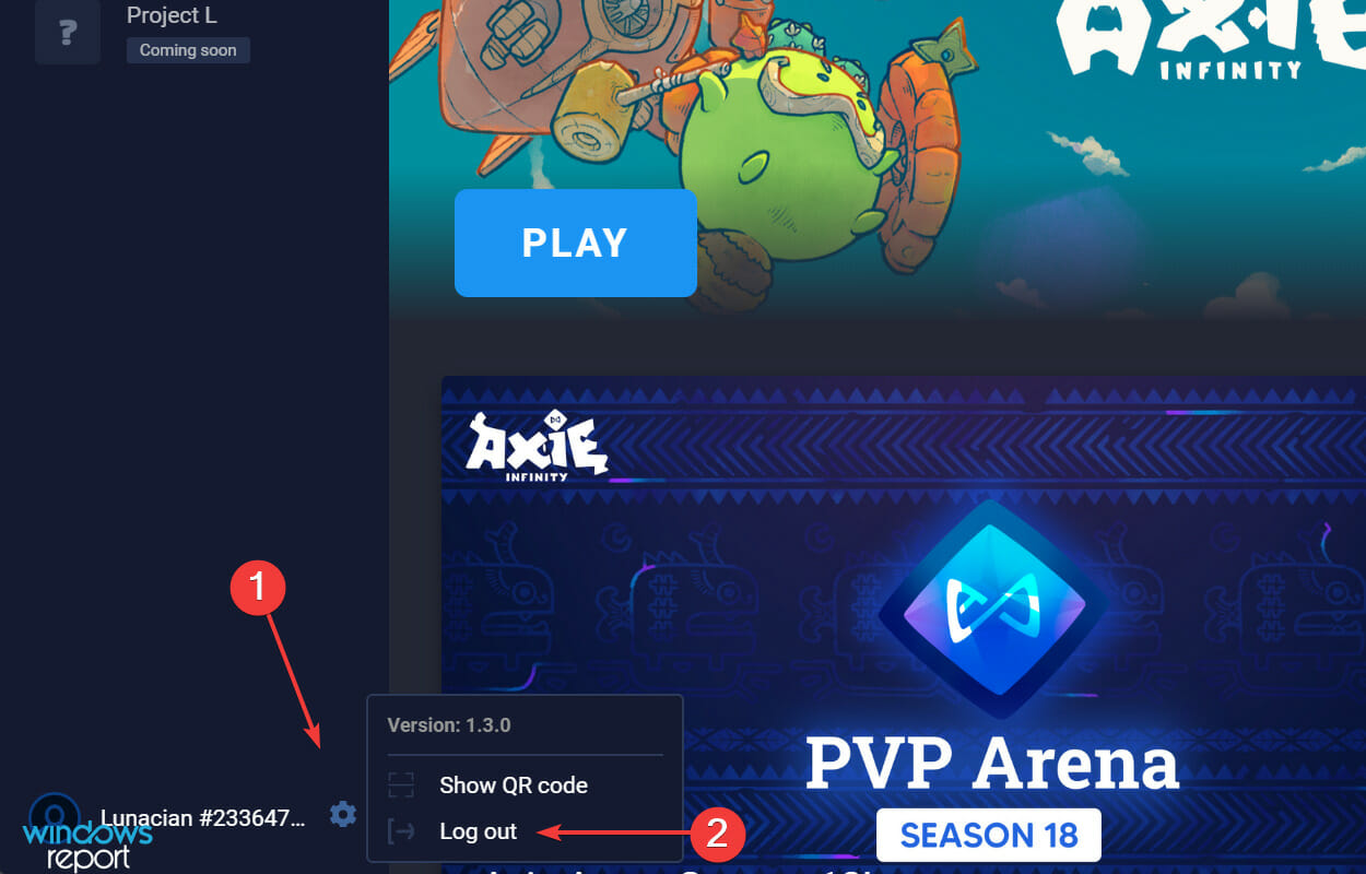 Logout from Mavis Hub to fix axie infinity not working