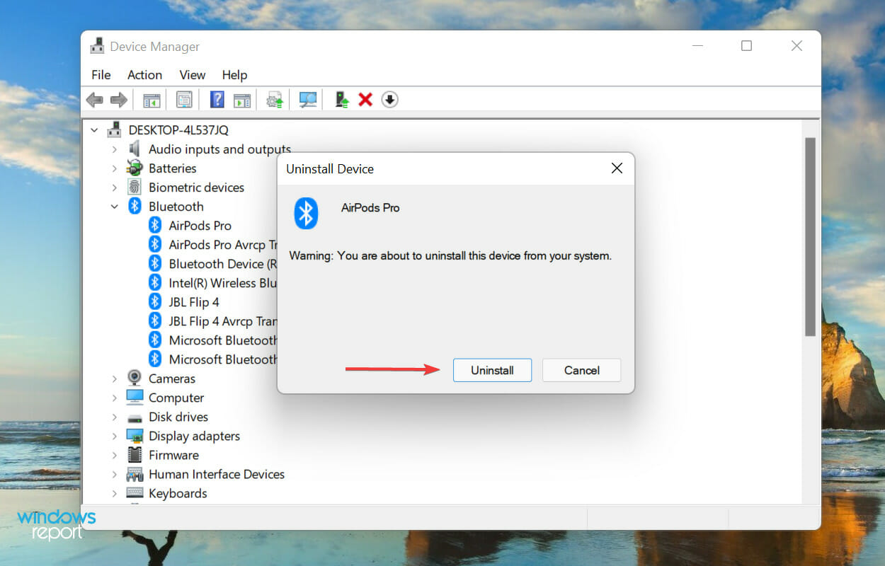 Confirm uninstall