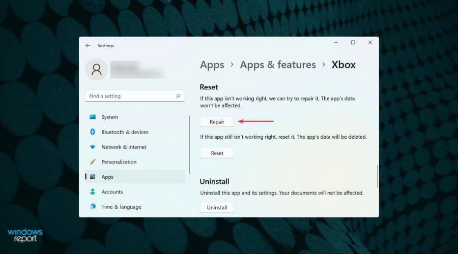 Repair app to fix xbox app stuck at preparing 