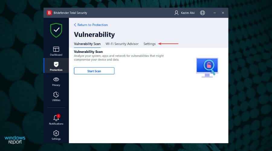 Change settings to disable unsafe wi-fi network (notification)