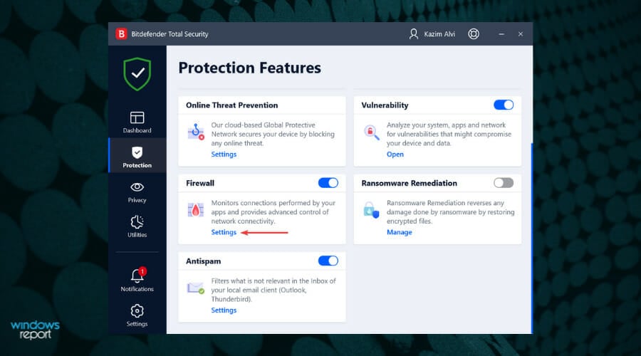 Firewall settings