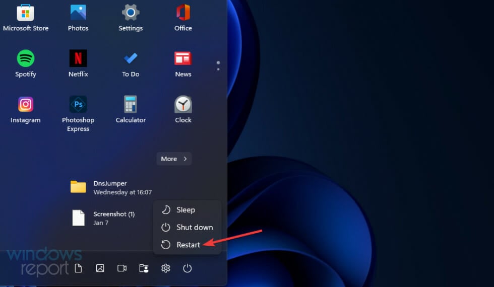 Restart option disable dvr windows 11