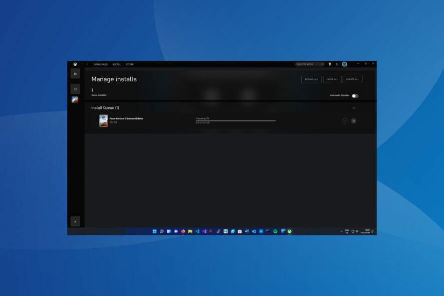 Downlods stuck at preparing screen in Xbox app in Windows 11