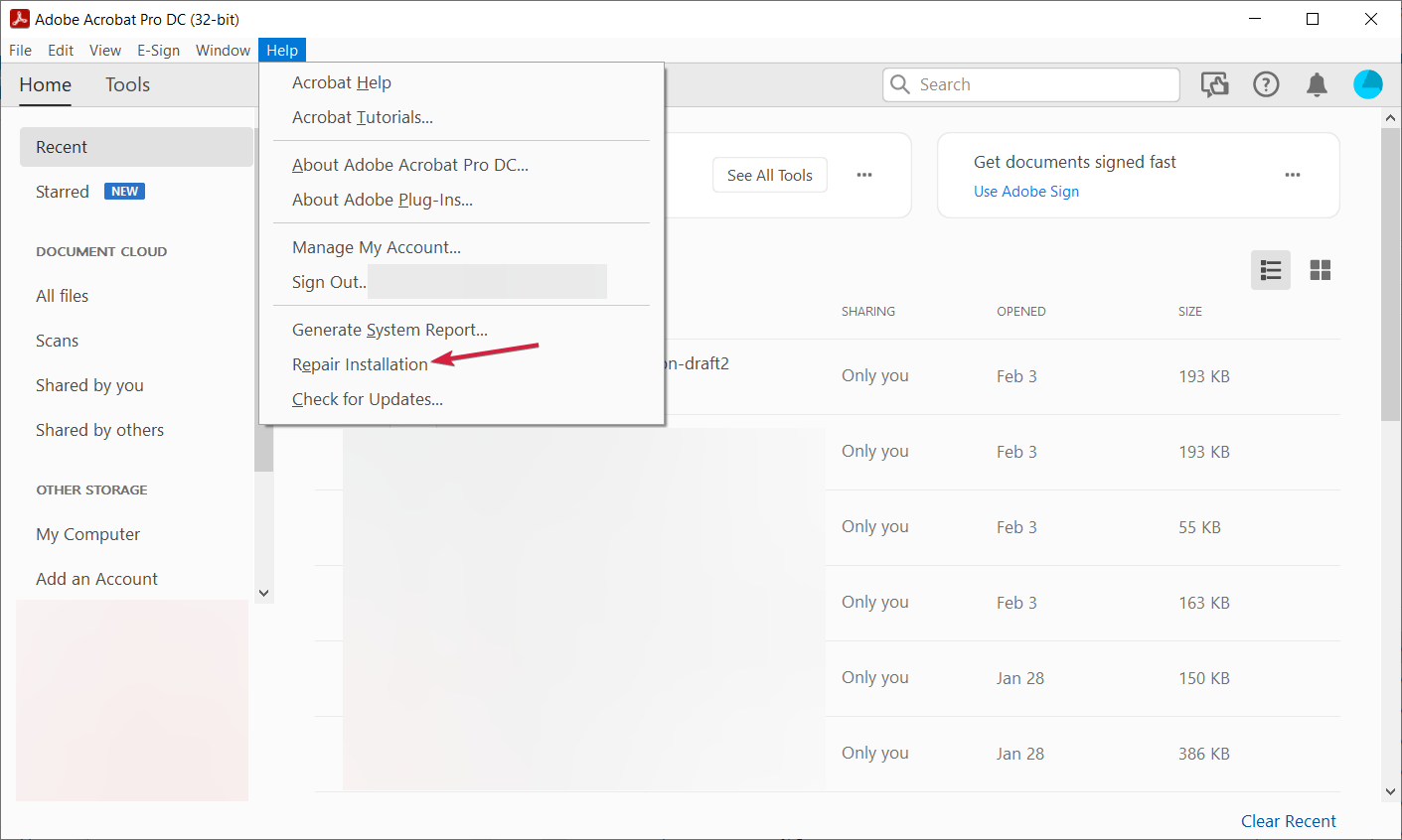 adobe acrobat repair