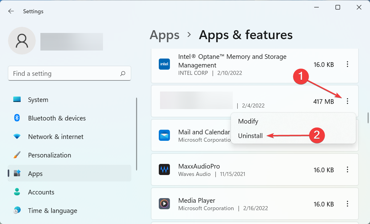 Uninstall app to fix windows 11 blocking websites