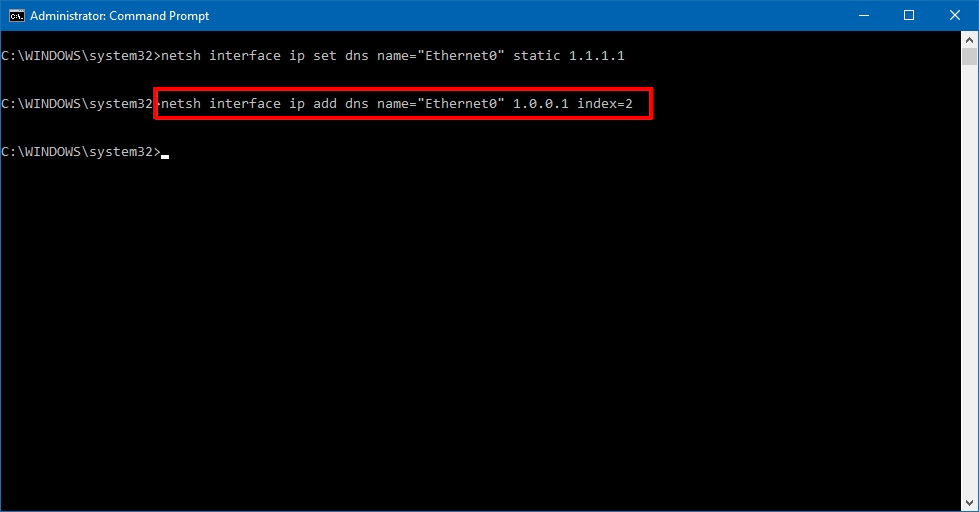 cmd change dns