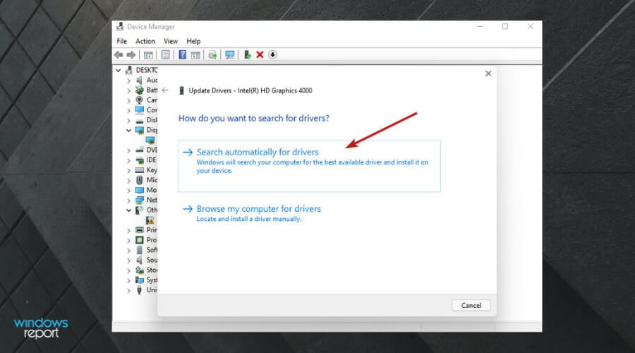Search automatically for drivers