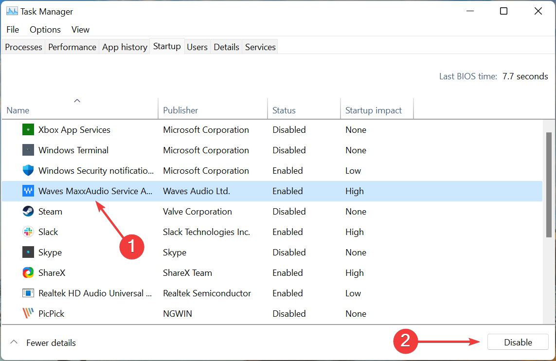 Disable Startup apps to fix windows 11 blocking websites