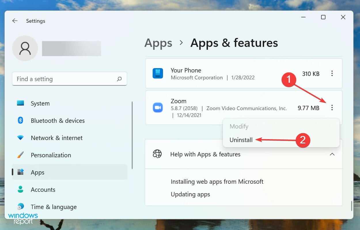 Uninstall Zoom to fix zoom failed to detect microphone windows 11