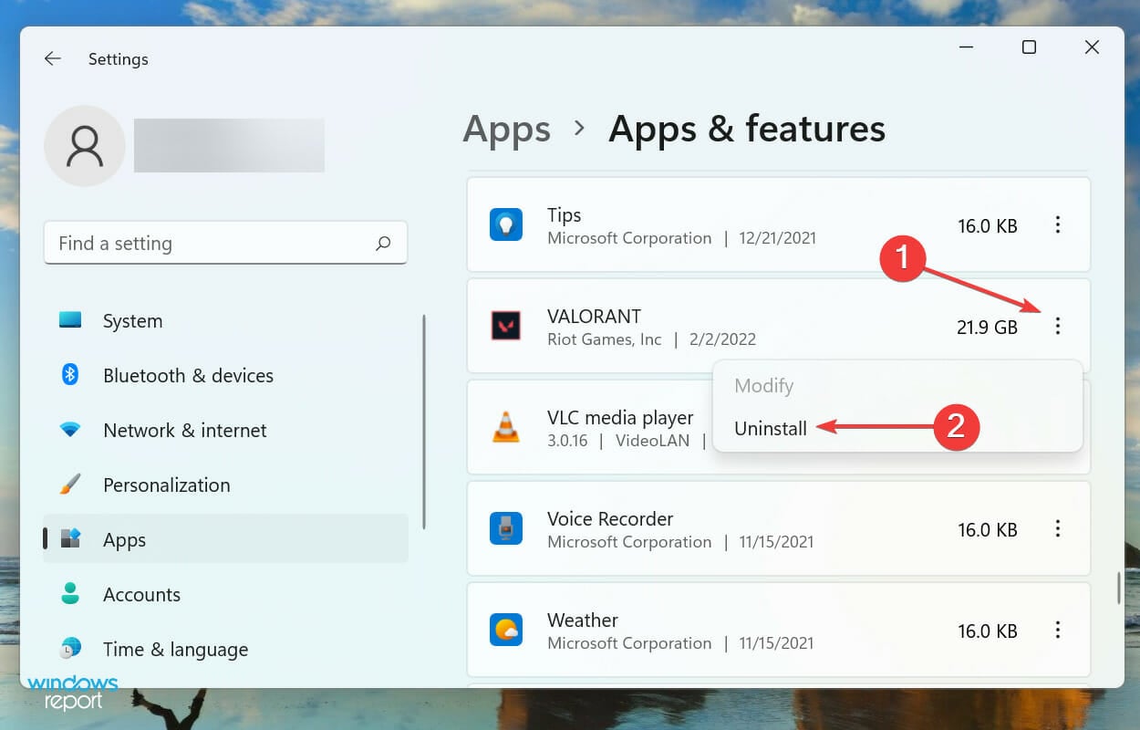Uninstall to fix fix valorant error code 51