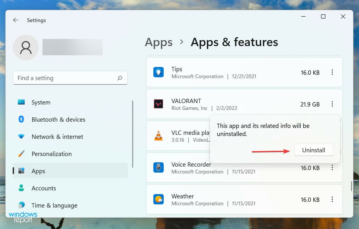 Confirm Uninstall