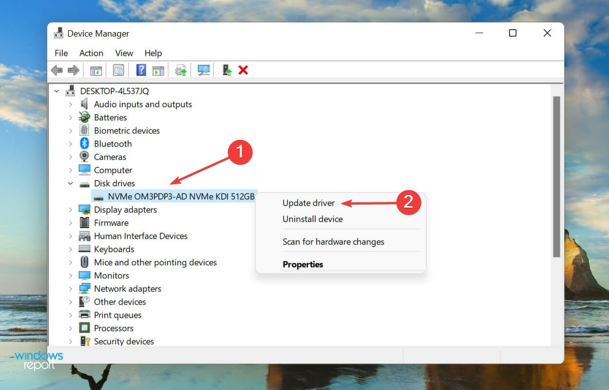 Update driver to fix windows 11 not recognizing ssd