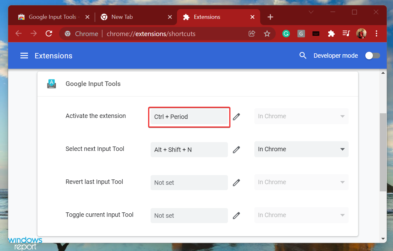 Keyboard shortcut to activate extension
